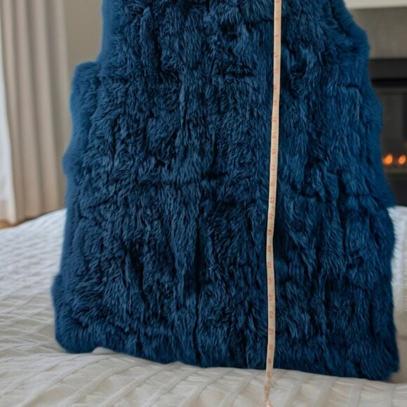 COCO+CARMEN Angora Fur Vest Women S/M Navy Lined full Zip Front Sleeveless - Picture 13 of 15